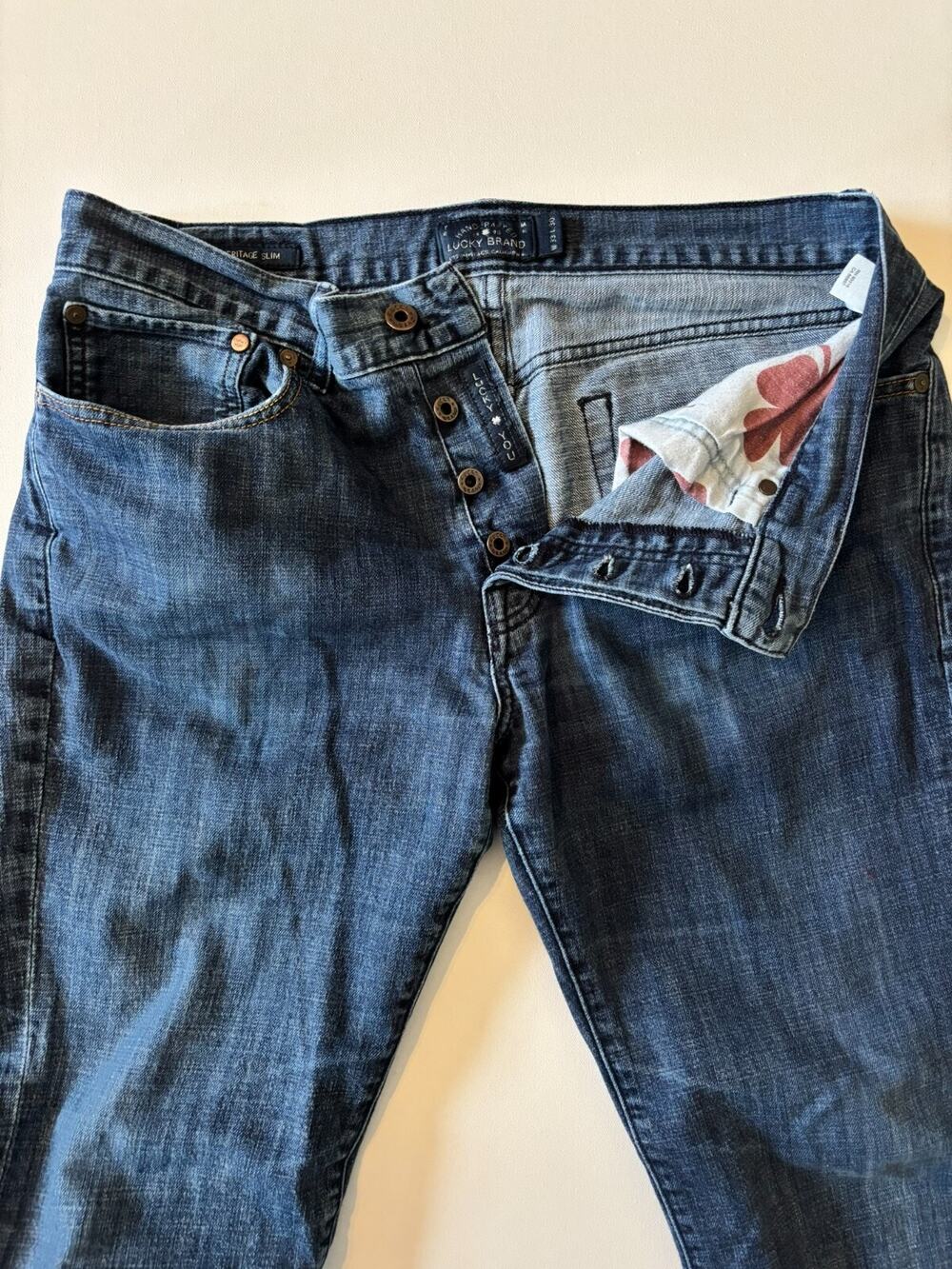 Lucky Brand 121 Heritage Slim Jeans Men's 33x30 Button Fly Straight Leg Western